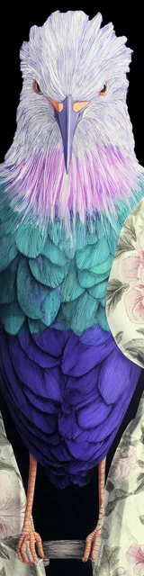 Free bird bookmark featuring a face-forward bird